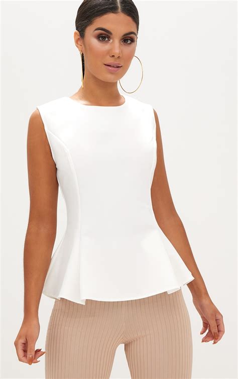 celine white peplum top|WOMEN'S LUXURY SILK SHIRTS AND TOPS .